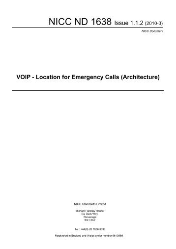 VOIP - Location for Emergency Calls (Architecture) - NICC