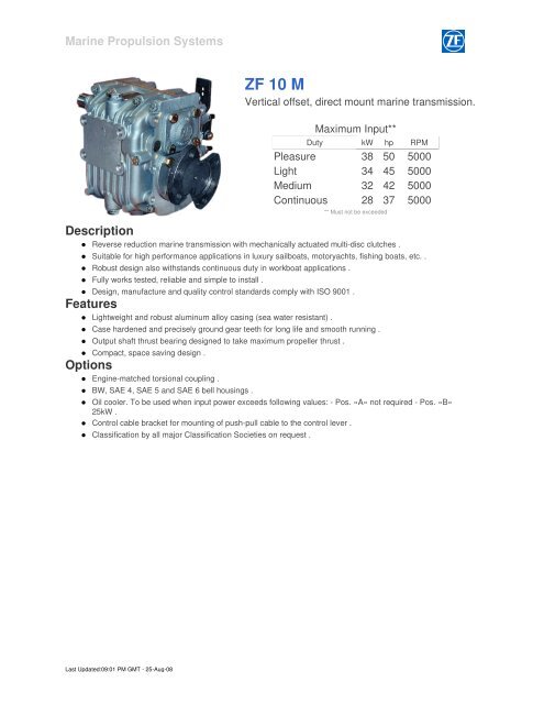 View ZF 10 M Product Brochure