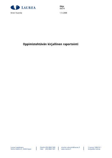 OppimistehtÃ¤vÃ¤n kirjallinen raportointi - ViestintÃ¤piste Laurea ...