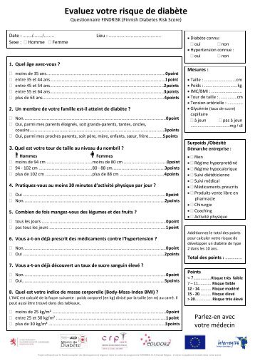 le questionnaire FINDRISK - LLAM