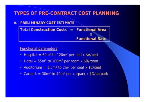 BASICS of COST PLANNING & COST ESTIMATE - Hong Kong ...