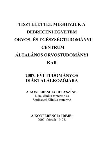 ProgramfÃ¼zet (PDF) - DE OEC TudomÃ¡nyos DiÃ¡kkÃ¶ri TanÃ¡cs