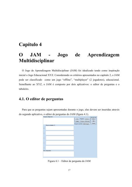 JAM - Um Jogo de Aprendizagem Multidisciplinar - INF-Unioeste