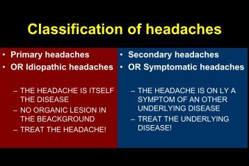 Primary headaches - neurology presentations