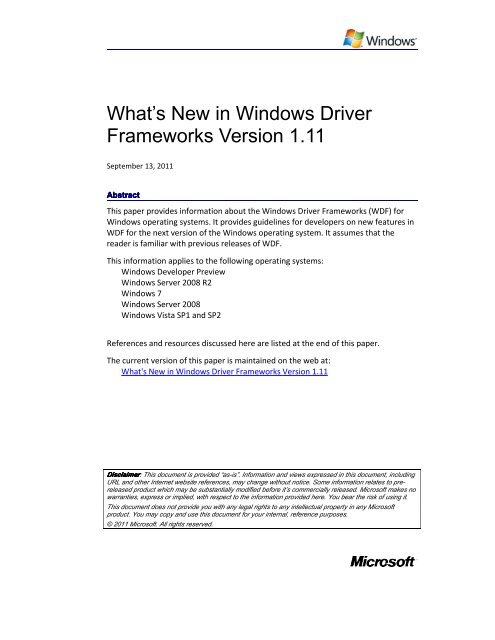 kernel mode driver framework 1.11 incompatible