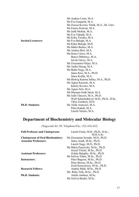 Department of Internal Medicine - Debreceni Egyetem Orvos- Ã©s ...