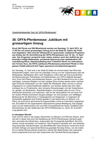 30. OFFA-Pferdemesse - Olma Messen St.Gallen