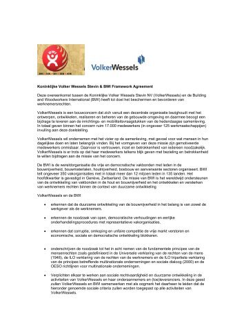 Koninklijke Volker Wessels Stevin & BWI Framework Agreement Deze