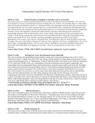 Undergraduate English Spring 2003 Course Descriptions