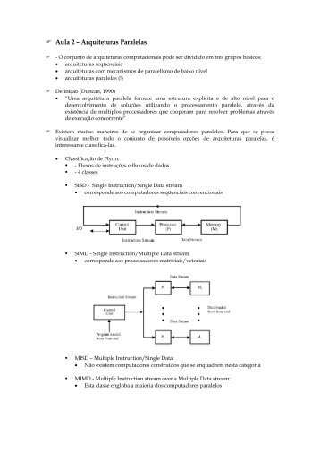 Aula 2 â Arquiteturas Paralelas - INF-Unioeste