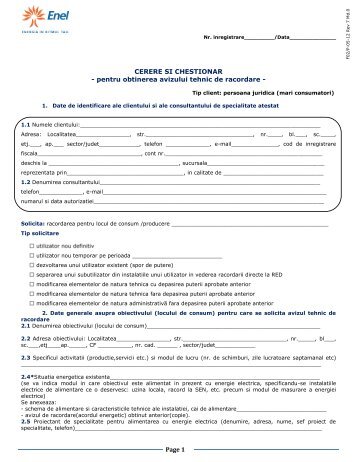 Cerere ATR persoane juridice cu o putere contractata mai ... - Enel