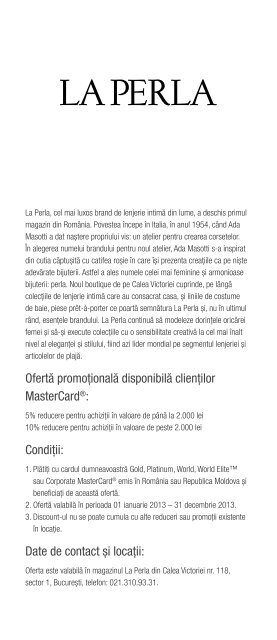 Vizualizati aici brosura programului MasterCard Elite... - Banca ...