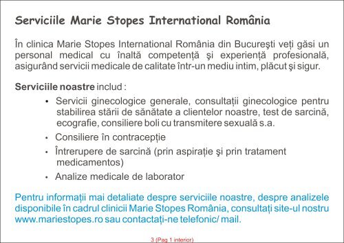 Brosura Prezentare Clinica - Marie Stopes International RomÃ¢nia