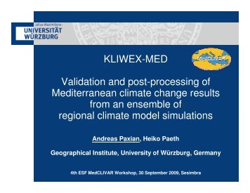 Validation and post-processing of Mediterranean climate ... - Medclivar