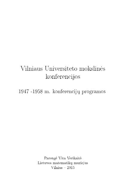 Vilniaus Universiteto mokslinės konferencijos