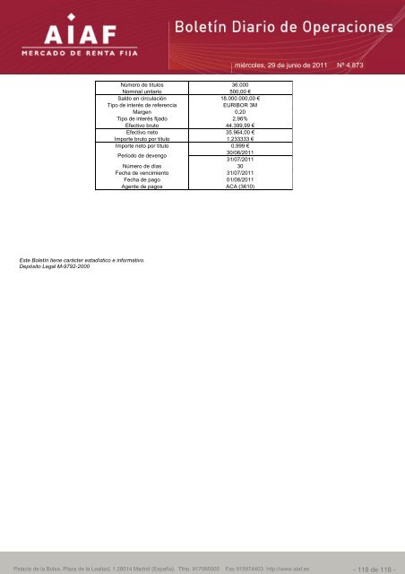 El boletÃ­n diario de operaciones recoge las ... - BME Renta Fija