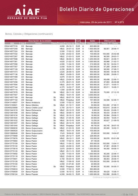 El boletÃ­n diario de operaciones recoge las ... - BME Renta Fija