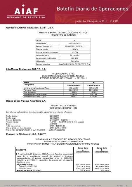 El boletÃ­n diario de operaciones recoge las ... - BME Renta Fija