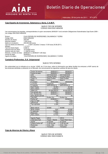 El boletÃ­n diario de operaciones recoge las ... - BME Renta Fija