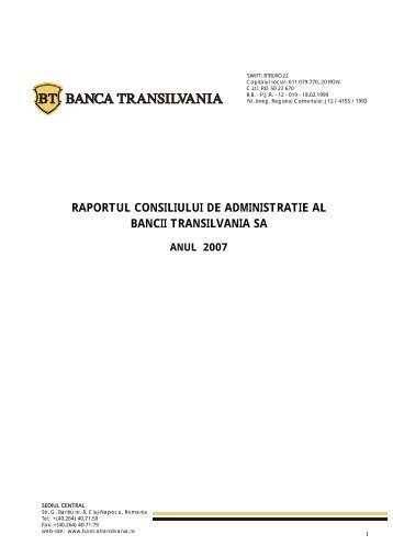 Raportul Administratorilor 2007 - Banca Transilvania