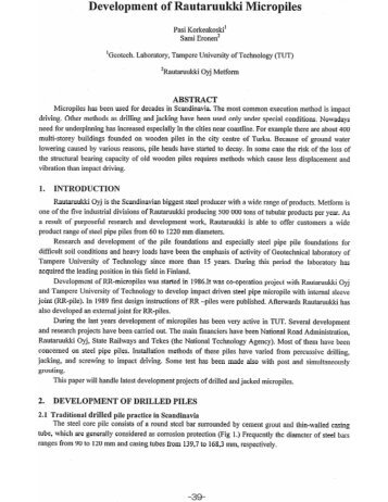 Development of Rautaruukki Micropiles, Pasi Korkeakoski (Tampere ...