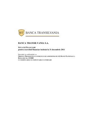 Situatii financiare individuale (RAS) - Banca Transilvania