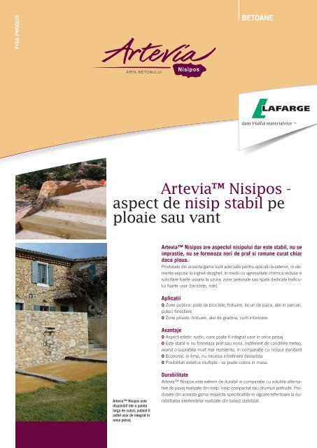 Artevia Nisipos Fisa Produs - Lafarge