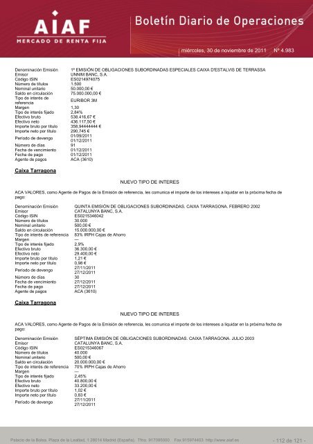 El boletÃ­n diario de operaciones recoge las ... - BME Renta Fija