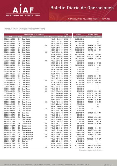 El boletÃ­n diario de operaciones recoge las ... - BME Renta Fija