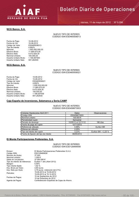 El boletÃ­n diario de operaciones recoge las ... - BME Renta Fija