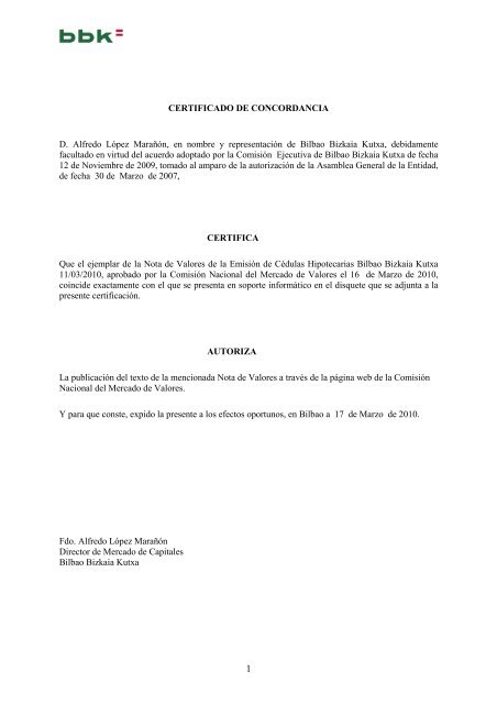 CERTIFICADO DE CONCORDANCIA D. Alfredo ... - BME Renta Fija