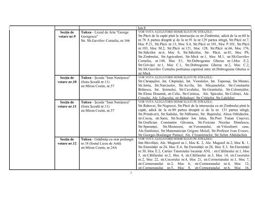 Numerotarea si delimitarea Sectiilor de Votare in judetul Tulcea