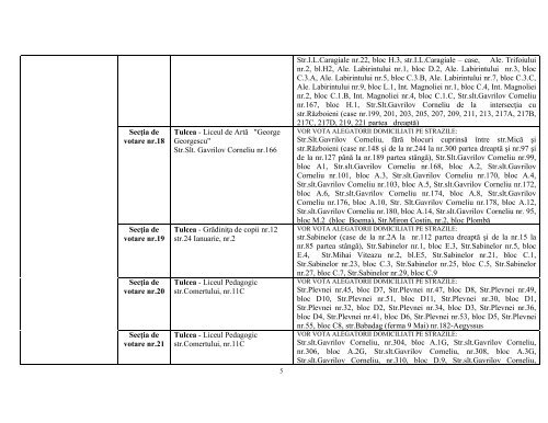 Numerotarea si delimitarea Sectiilor de Votare in judetul Tulcea