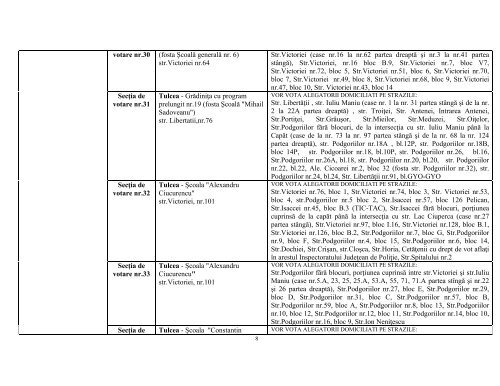 Numerotarea si delimitarea Sectiilor de Votare in judetul Tulcea