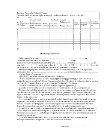 cerere examinare - Prefectura JudeÅ£ului Tulcea