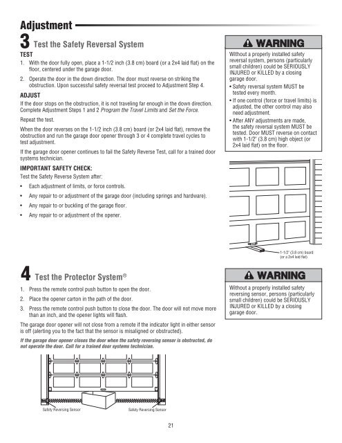 Download Prodigy Instruction Manual PDF file - Raynor Garage Doors