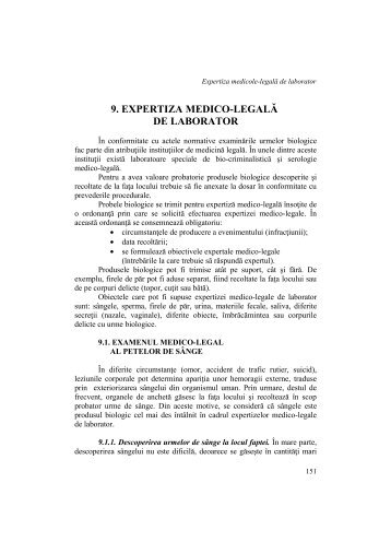 Capitolul 9. EXPERTIZA MEDICO-LEGALÄ DE LABORATOR