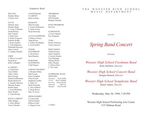 Spring Band Program 98ol - Wooster High School Music Department