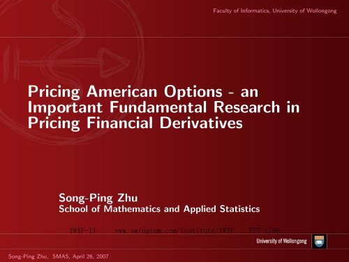 Pricing American Options - an Important Fundamental Research in ...