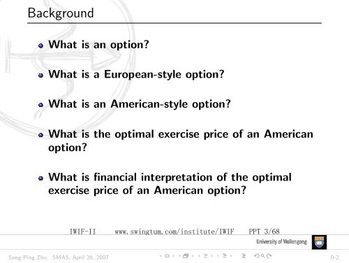 Pricing American Options - an Important Fundamental Research in ...