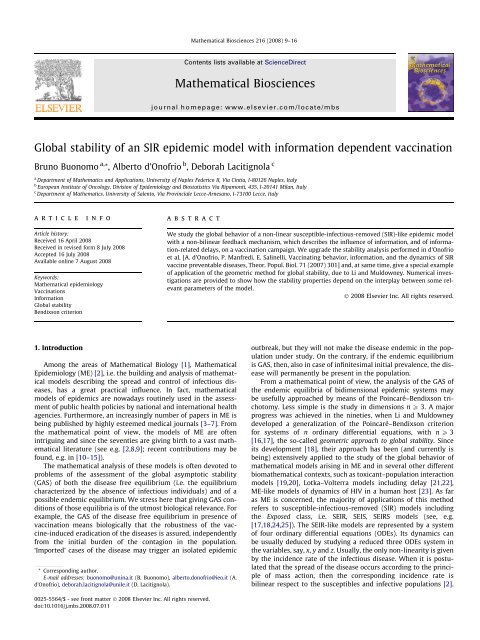 Global stability of an SIR epidemic model with information ...