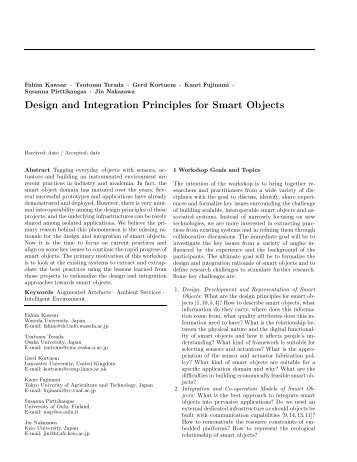 Design and Integration Principles for Smart Objects - Fahim Kawsar