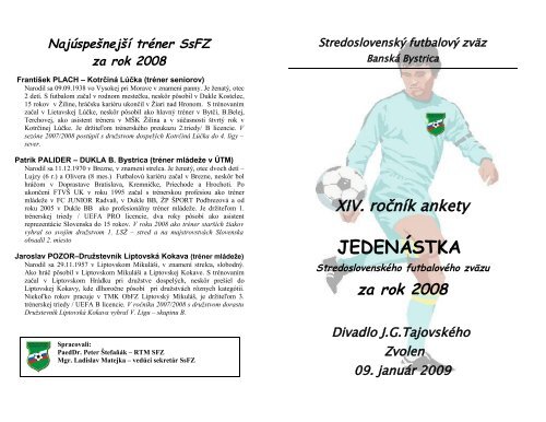 za rok 2008 - Stredoslovenský futbalový zväz