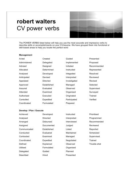 choose strong action verbs - Robert Walters Singapore