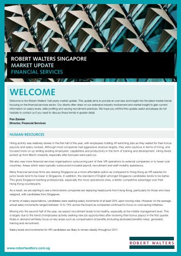 robert walters singapore market update financial services