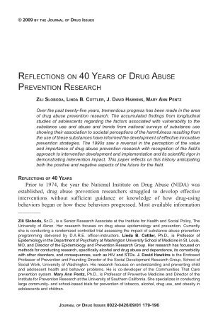 reflections on 40 years of drug abuse prevention research