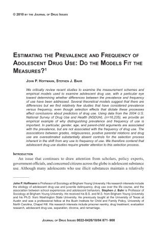 estimating the prevalence and frequency of adolescent drug use