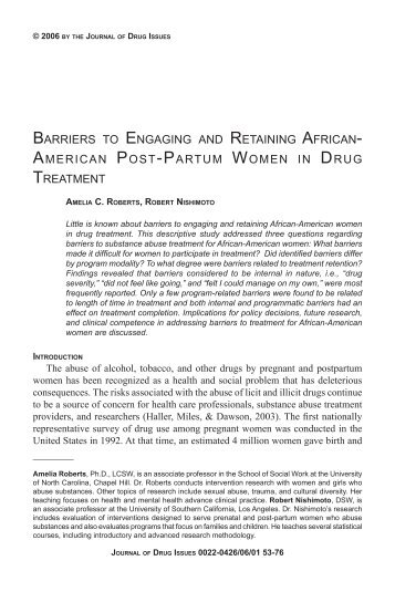 barriers to engaging and retaining african- american post-partum ...