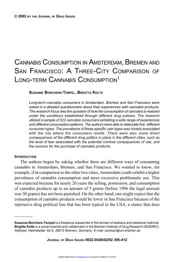 cannabis consumption in amsterdam, bremen and san francisco