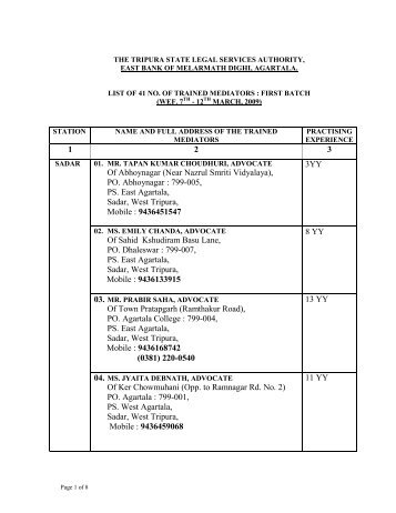 list of the trained mediators in tripura